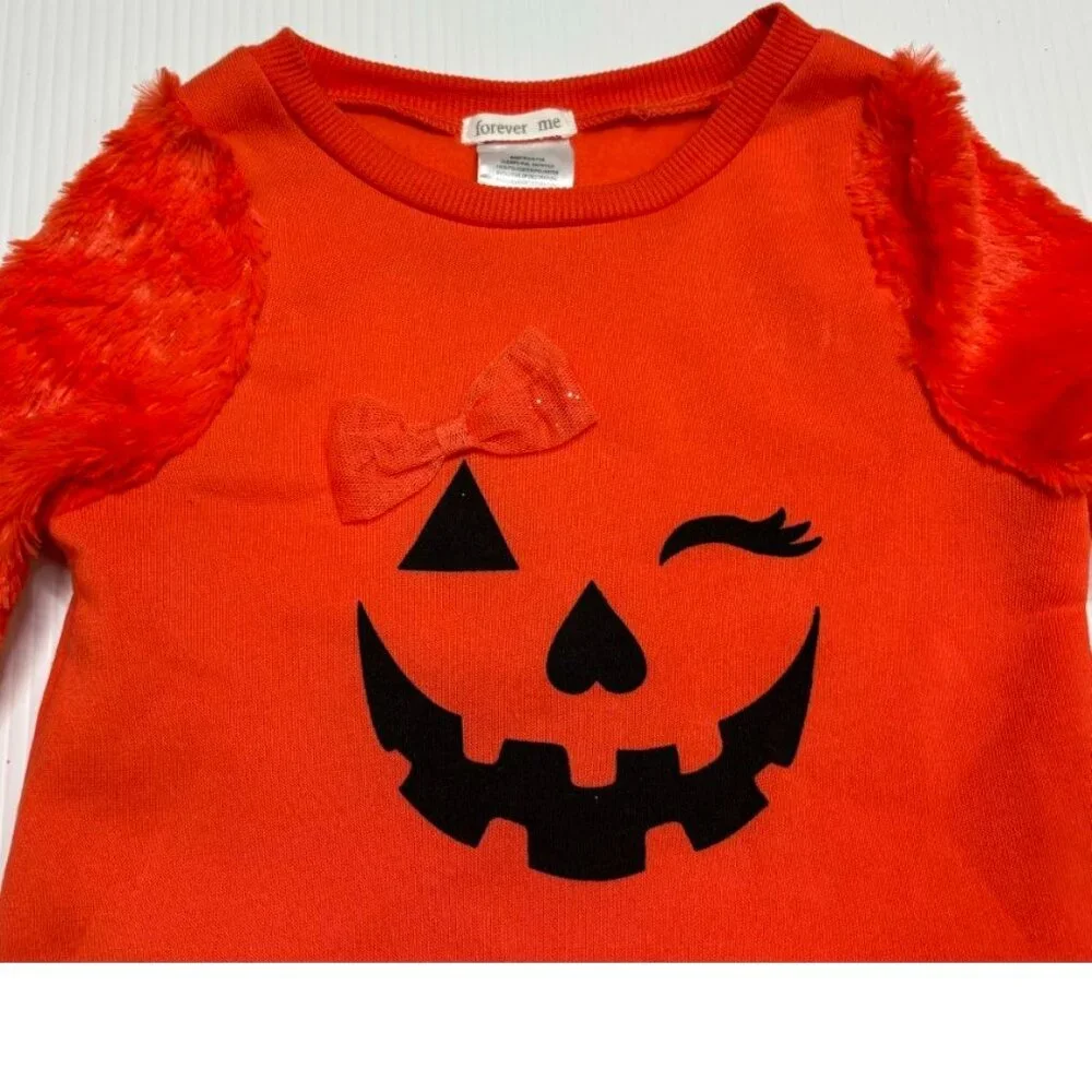 Pumpkin Halloween Shirt, Leggings, Headpiece 4T Black Orange 3 Piece Set Girls